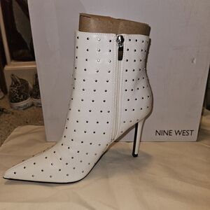 Nine West white studded Farrah booties